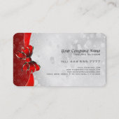 Silberne Glitzer und rote Glitzern und Bow monogra Visitenkarte (Rückseite)