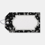 Silberne Glitzer und Schneeflocken Geschenkanhänger (Rückseite Horizontal)