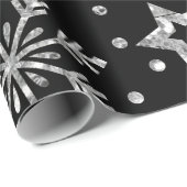 Silberne Glitzer und Schneeflocken Geschenkpapier (Rolleneckpunkt)