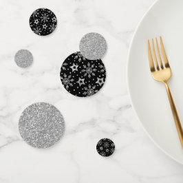 Silberne Glitzer und Schneeflocken Konfetti