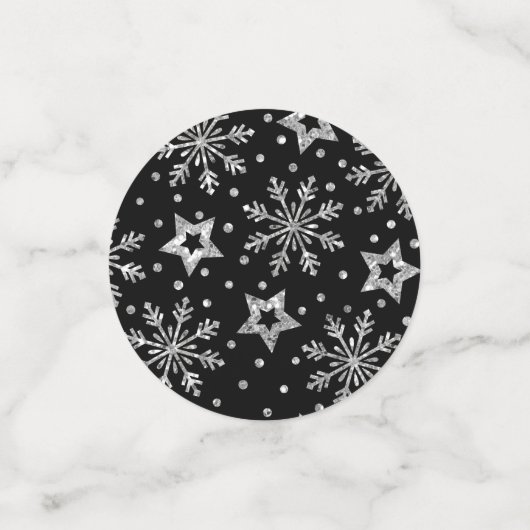 Silberne Glitzer und Schneeflocken Konfetti (Klein Vorderseite)