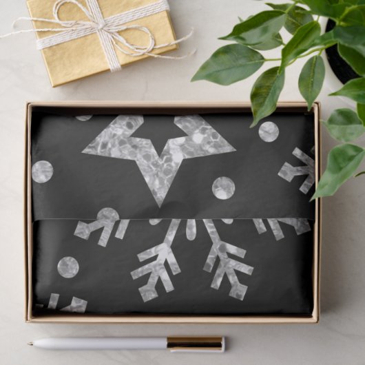 Silberne Glitzer und Schneeflocken Seidenpapier (Geschenk)