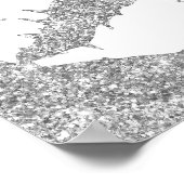 Silberne Glitzer und weiße Lipstick Lippen Poster (Ecke)