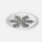 Silberne Glitzer-Weihnachtssternchen-Vereinbarung Pappteller (Schrägansicht)