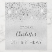 Silberne Glitzer Weinetikett (Einzelnes Label)