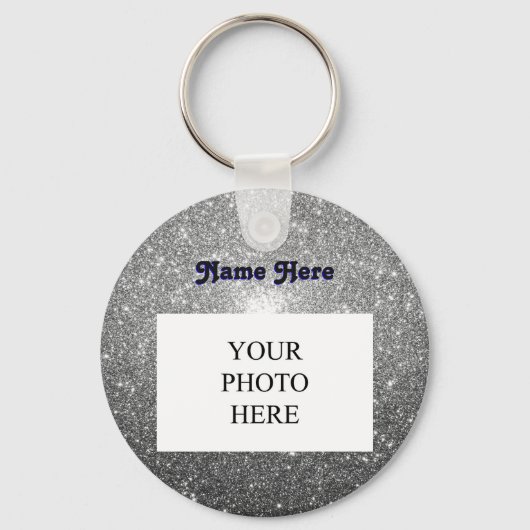 Silberne Glitzern | Benutzerdefiniert Schlüsselanhänger (Vorderseite)