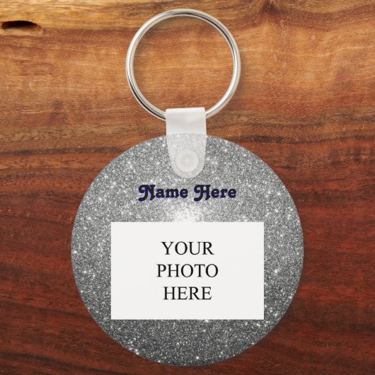 Silberne Glitzern | Benutzerdefiniert Schlüsselanhänger (Vorderseite)