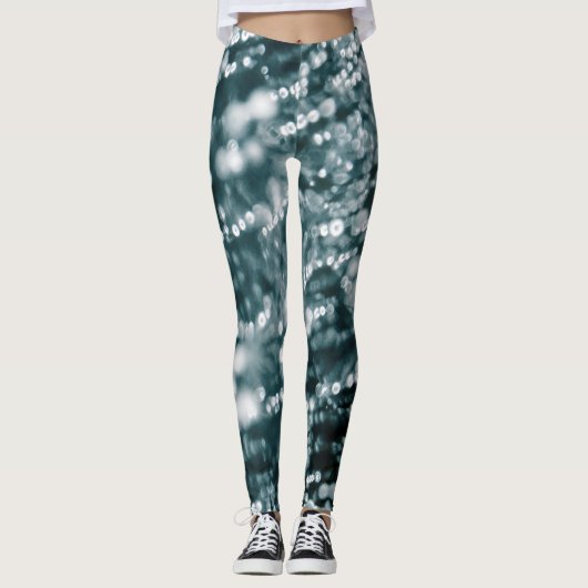 Silberne Glitzern Eisblasen gefroren Leggings (Vorderseite)