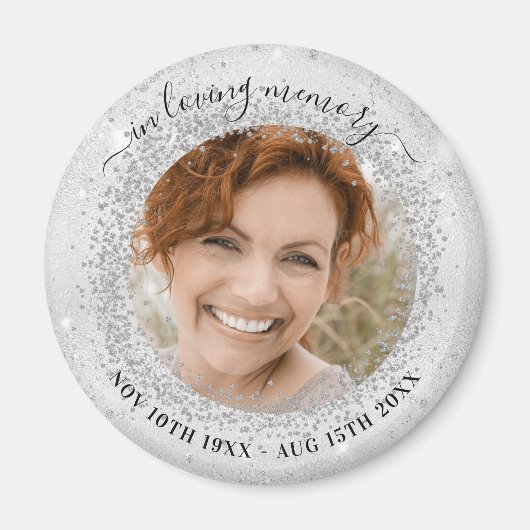 Silberne Glitzern Foto elegant Magnet (Vorne)