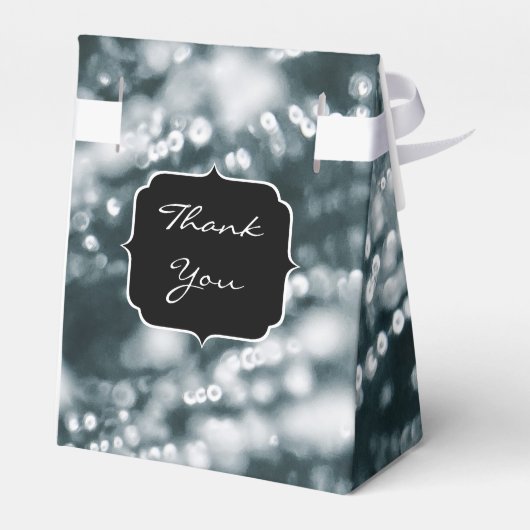 Silberne Glitzern Tiefgefroren Eisblasen Monogramm Geschenkschachtel (Rückseite)