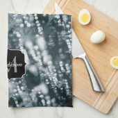 Silberne Glitzern Tiefgefroren Eisblasen Monogramm Geschirrtuch (Viertel Falte)