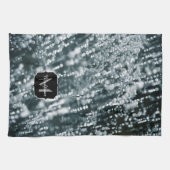 Silberne Glitzern Tiefgefroren Eisblasen Monogramm Geschirrtuch (Horizontal)
