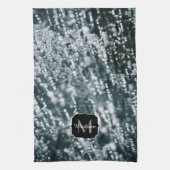 Silberne Glitzern Tiefgefroren Eisblasen Monogramm Geschirrtuch (Vertikal)