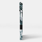 Silberne Glitzern Tiefgefroren Eisblasen Monogramm iPhone Hülle (Linke Seite)