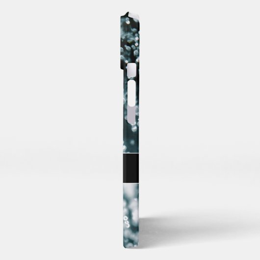 Silberne Glitzern Tiefgefroren Eisblasen Monogramm iPhone Hülle (Linke Seite)