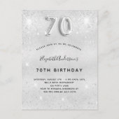 Silberne Glitzern zum 70. Geburtstag Einladungspostkarte (Vorderseite)