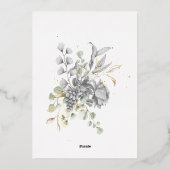 Silberne goldene Blumen Elegante quadratische Open Folieneinladung (Rückseite)