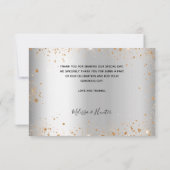 Silberne goldene Herzensschrift des Hochzeitstils Dankeskarte (Rückseite)