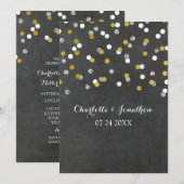 Silberne Goldtafelconfetti-Hochzeits-Einladung Einladung (Vorne/Hinten)