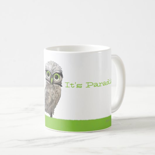 Silberne grabende Eulen-Kap-korallenrote Kaffeetasse (VorderseiteRechts)