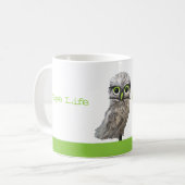 Silberne grabende Eulen-Kap-korallenrote Kaffeetasse (Vorderseite Links)