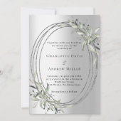 Silberne grüne Hochzeit Einladung (Vorderseite)