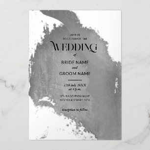 Silberne Grunge-Textur-Hochzeit Folieneinladung