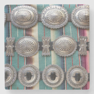 Silberne Gurte für Verkauf, Santa Fe, New Mexiko. Steinuntersetzer