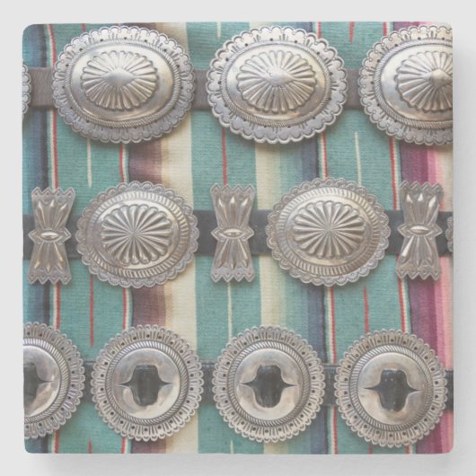 Silberne Gurte für Verkauf, Santa Fe, New Mexiko. Steinuntersetzer (Vorderseite)