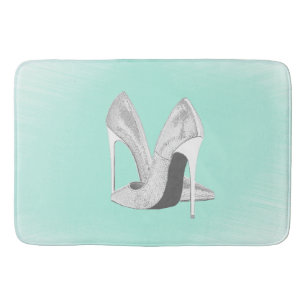Silberne Heelse auf Minze Badematte