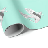 Silberne Heelse auf Minze Geschenkpapier (Rolleneckpunkt)