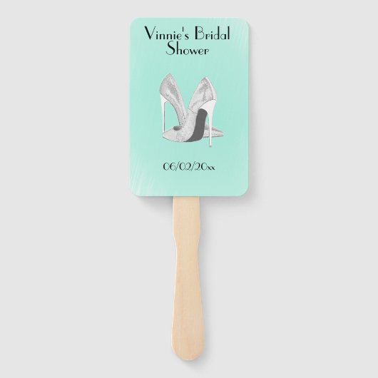 Silberne Heelse auf Minze Personal Fächer (Rückseite)