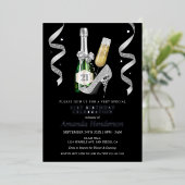 Silberne Heelse und Champagner Frauen zum Geburtst Folieneinladung (Stehend vorne)