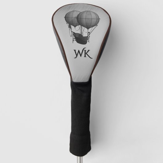 Silberne Heißluftballons mit Monogramm Golf Headcover (Vorderseite)