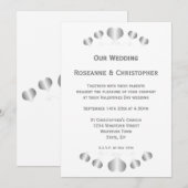 Silberne Herz Hochzeit Design Einladung (Vorne/Hinten)