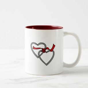 Silberne Herz-rote Band-Tasse Zweifarbige Tasse