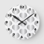 Silberne Herzen Design Runde Wanduhr (Vorderseite)