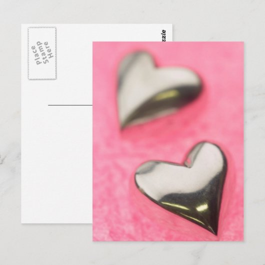 Silberne Herzen Postkarte (Vorne/Hinten)