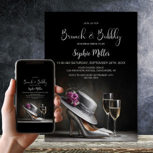 Silberne High Heels Brunch und Sekt Einladung