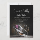 Silberne High Heels Brunch und Sekt Einladung (Vorderseite)