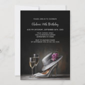 Silberne High Heels Geburtstagsfeier Einladung (Vorderseite)
