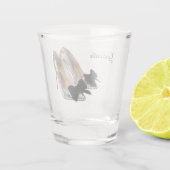 Silberne High Heels mit schwarzer Schleife Schnapsglas (Rückseite)