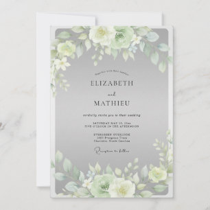 Silberne Hochzeit mit Blättern Einladung