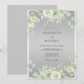 Silberne Hochzeit mit Blättern Einladung (Vorne/Hinten)