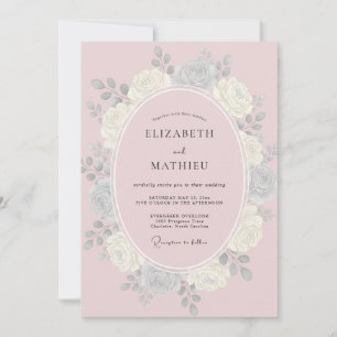 Silberne Hochzeit mit rosa Blütenblättern Einladung