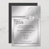 Silberne Hochzeit zum Geburtstag Herz Einladung (Vorne/Hinten)