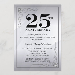Silberne Hochzeitseinladung zum 25. Jubiläum Einladung