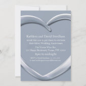 Silberne Hochzeitsherz Foto 25 Jahre laden ein Einladung (Rückseite)