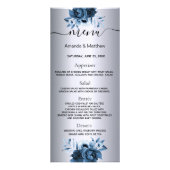 Silberne Hochzeitskarte blaue Blumen elegante mode Werbekarte (Vorne)