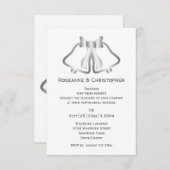 Silberne Hochzeitsluftholzenglocken Einladung (Vorne/Hinten)